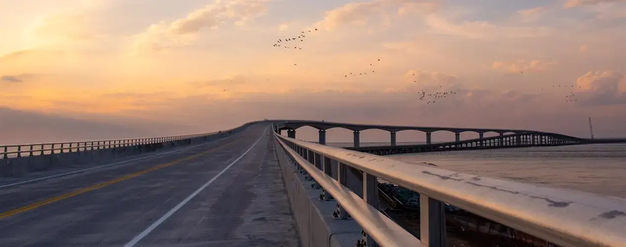 The Marc Basnight Bridge crosses over the Oregon Inlet in the Outer Banks. Image by NCDOT. United States, undated.