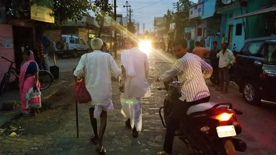 Nighttime in a Dalit section of Nanded. Image by Phillip Martin/WGBH News. India, 2019.</p>
<p>