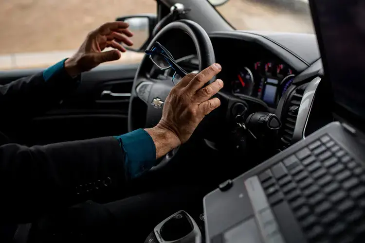 Sgt. Carmelo Crivello of the Phelps County Sheriff's Department has policed Interstate-44 looking for drug smugglers for more than two decades. Image by Brian Munoz. United States, 2019.
