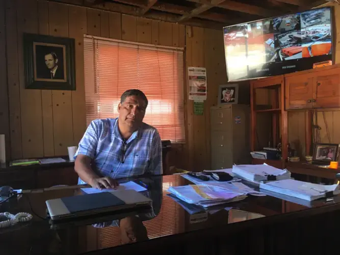 Juan Carlos Alvarez in his office. Image by Patrick Reilly. Mexico, 2017.<br />
