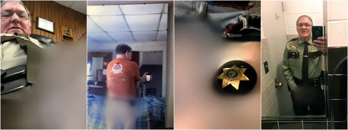 Former Oxford County Sheriff Wayne Gallant sent at least seven explicit pictures, including three in his uniform, plus at least six lewd videos to a member of the community who asked to remain anonymous. The BDN blurred the photos for publication. Image courtesy of BDN.<br />