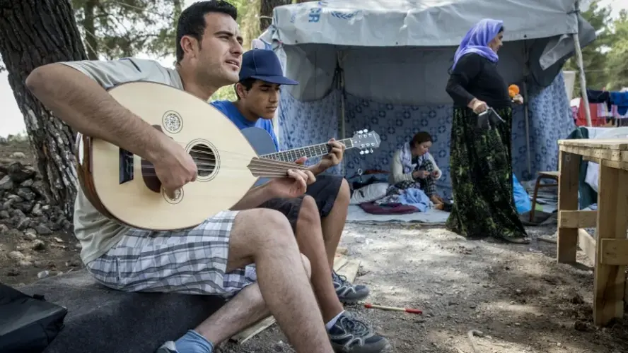 The Noh family in Ritsona camp. Image by Jodi Hilton. Greece, 2016.