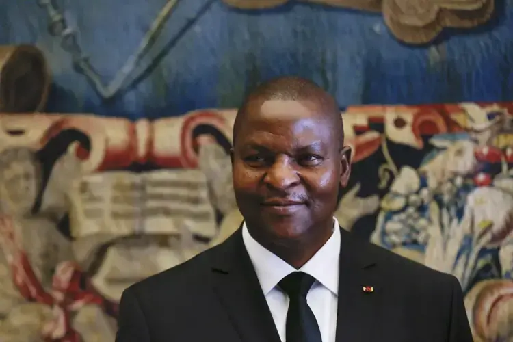 Faustin-Archange Touadéra, president of the Central African Republic, attending a meeting at the Vatican. Image by Alessandro Bianchi. Vatican City, 2018.