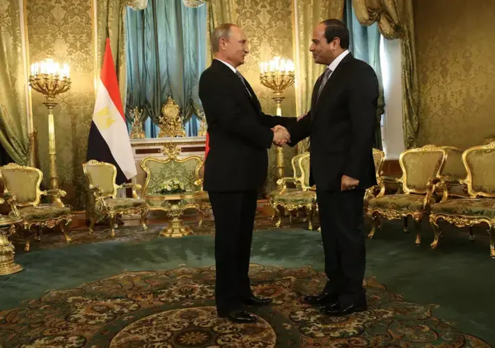 Russian President Vladimir Putin and Egyptian President Abdel Fattah el-Sissi during their talks in Moscow in 2015. It was Sissi’s third visit since taking office in 2012. Image by Sasha Mordovets. Russia, 2015.