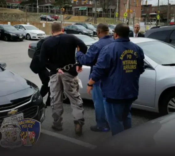 On March 1, 2017, Jenkins and his officers were summoned under a ruse to the internal affairs offices and arrested on federal charges. Baltimore, Maryland. March, 2017. Image by Baltimore Police Department.