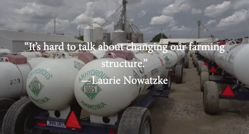 Keota, Iowa. Fertilizer trucks parked at Vision Agriculture. Image by Spike Johnson. United States, 2019.