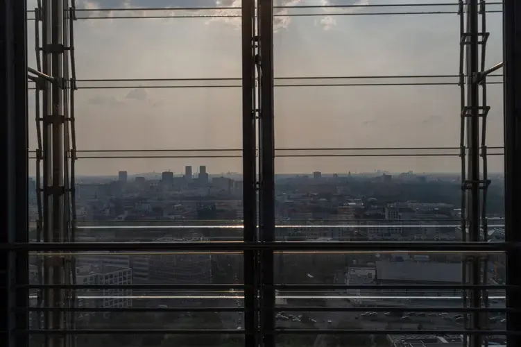 The view from Hamoudi's office in central Berlin. Image by Bradley Secker. Germany, 2020.