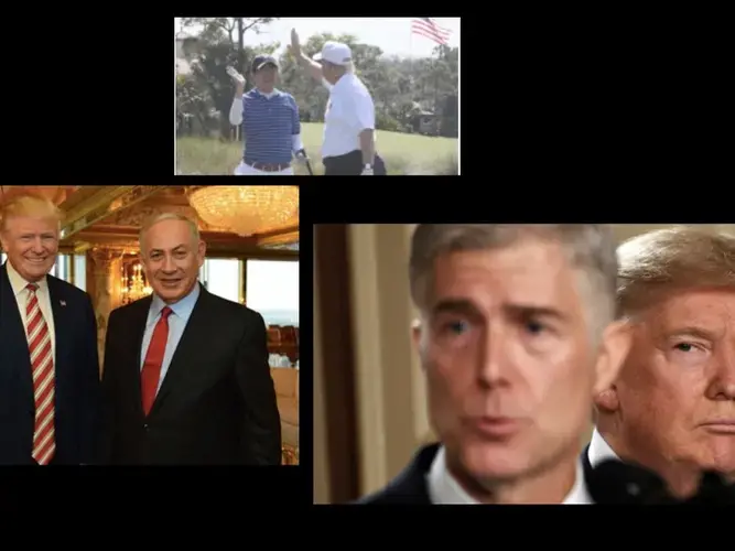 President Donald J. Trump with Prime Minister Shinzo Abe of Japan, Prime Minister Bibi Netanyahu of Israel, and U.S. Supreme Court nominee Neil Gorsuch.