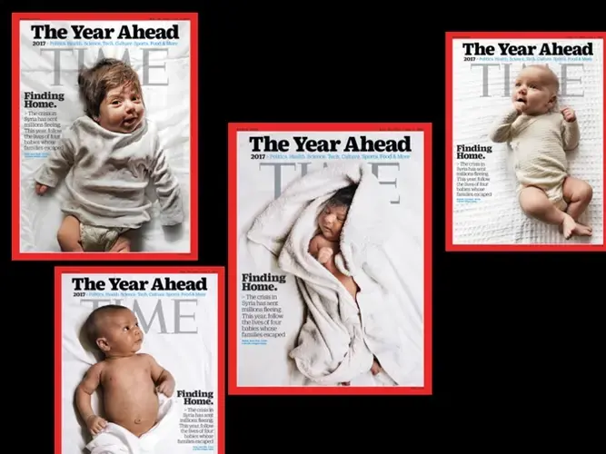 Time Magazine covers of Syrian refugee newborns.