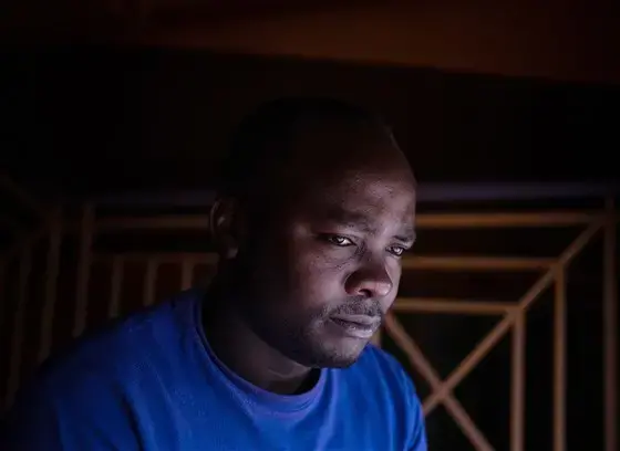 Harrison Munala and his family were evicted from their home in Nairobi, Kenya, in August. They are sheltering in a church while he tries to raise money to build a house. Image by Nichole Sobecki/NBC News. Kenya, 2020.</p>
<p>