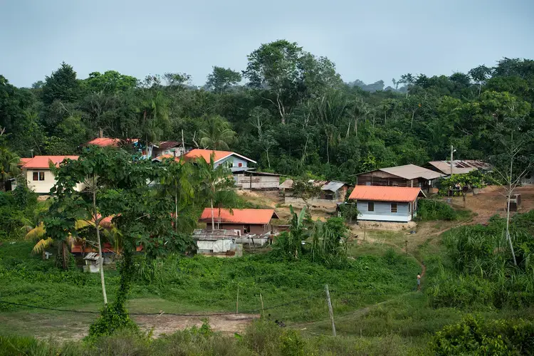 The villagers tried several approaches to stop Alcoa subsidiary Suralco's bauxite mining in the jungle surrounding its homes, gardens and rivers, even protesting by blocking a road into the mines. Image by Stephanie Strasburg. Suriname, 2017.