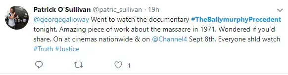 A viewer reacts to The Ballymurphy Precedent. Image courtesy of Dartmouth Films. Ireland, 2018.