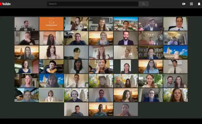 Dell Medical School students recite the Hippocratic oath at their virtual graduation (screenshot). Image by Dell Medical School Graduation. United States, 2020.