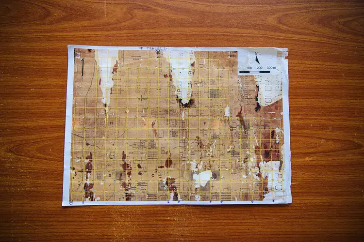 The scientists at Yangambi are using this crumbling colonial map to understand how Afrormosia grows. Image by Sarah Waiswa. Democratic Republic of Congo, 2019.
