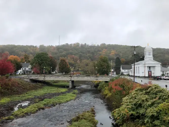 The picturesque bridge in Honesdale. Image by Jordan Wolman. United States, 2020.<br />

