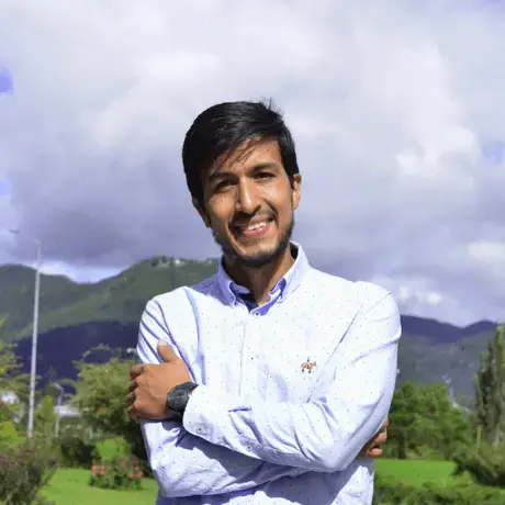 A person with a blue long-sleeve shirt.