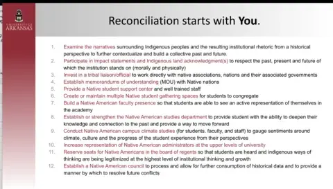 Screenshot of a presentation discussed in the blog. The slide title reads, "Reconciliation Starts with You" and the slide includes actions that viewers can take