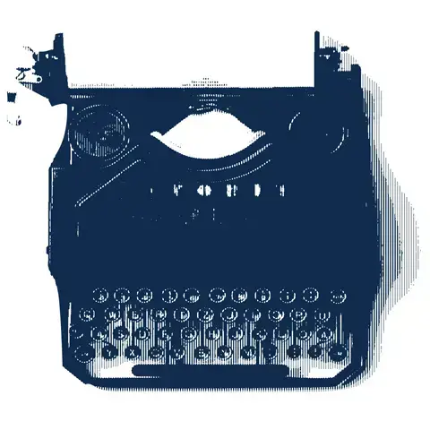 Blue typewriter illustration