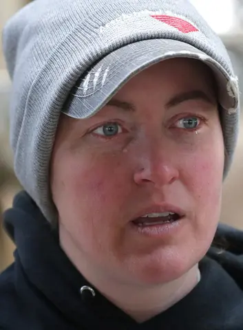 Herdswoman Becky Adams tears up while talking about her dairy herd.