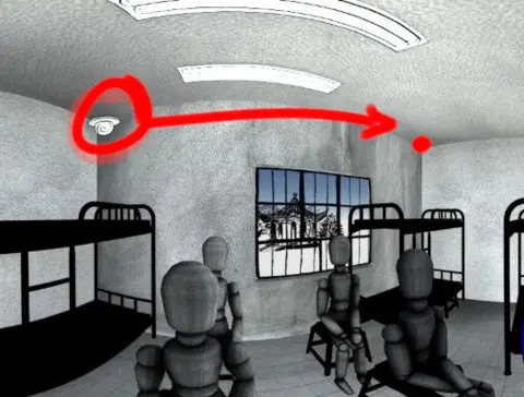 Draft of illustration showing that a camera needs to be moved.