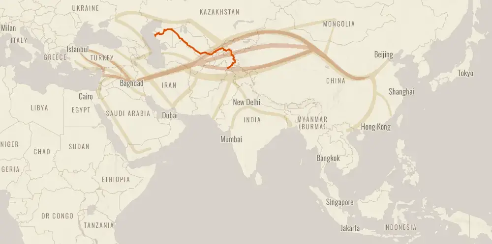 silk road on world map