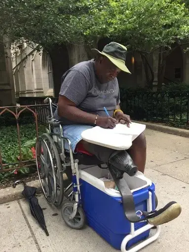 Terry outside Fourth Presbyterian Church. Image by Rodin Samnang. United States, 2018.