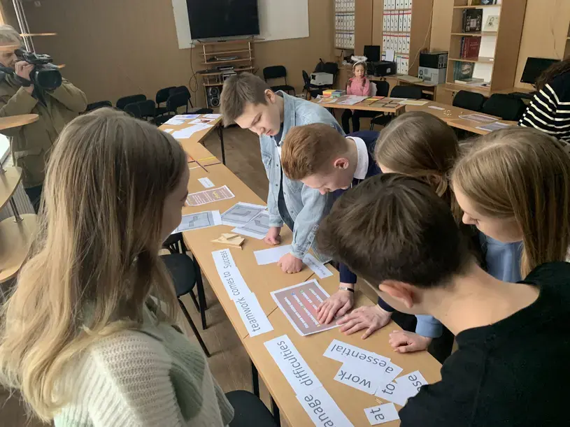 In class activity at Lubny School in Ukraine