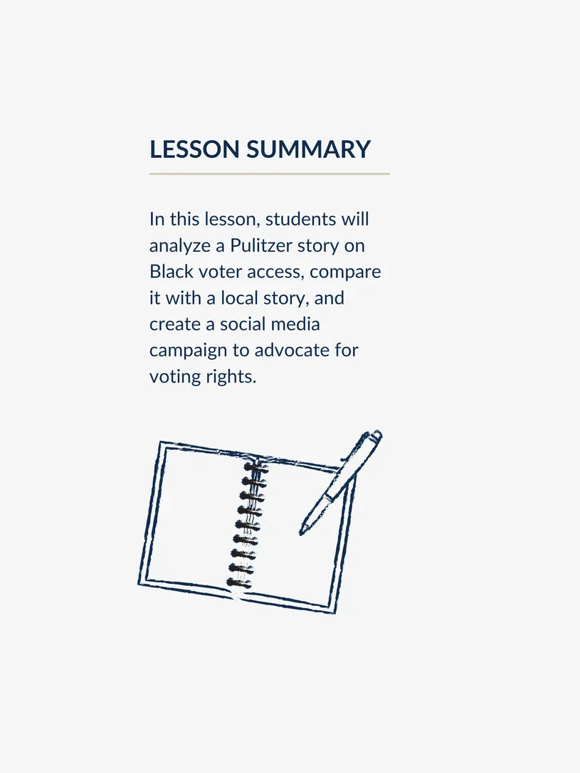 Lesson summary above an illustration of a notebook