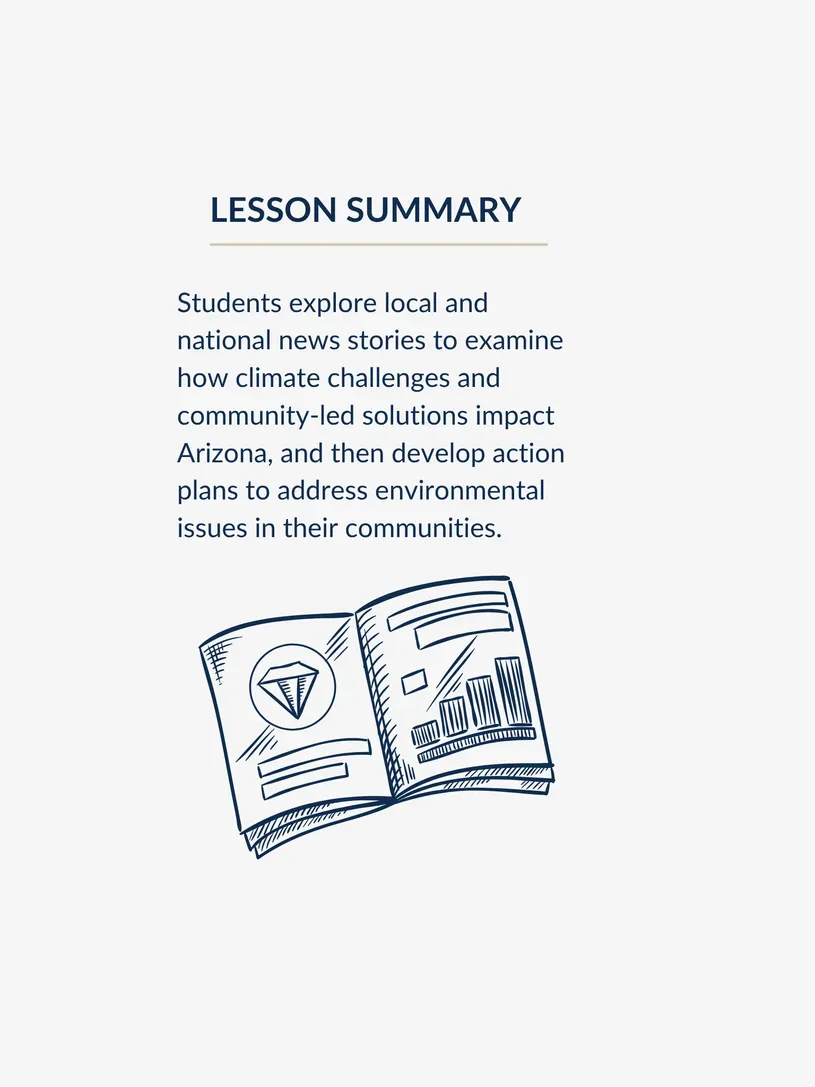 illustration of book under a text summary of the lesson