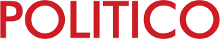 Transparent red Politico logo in all caps