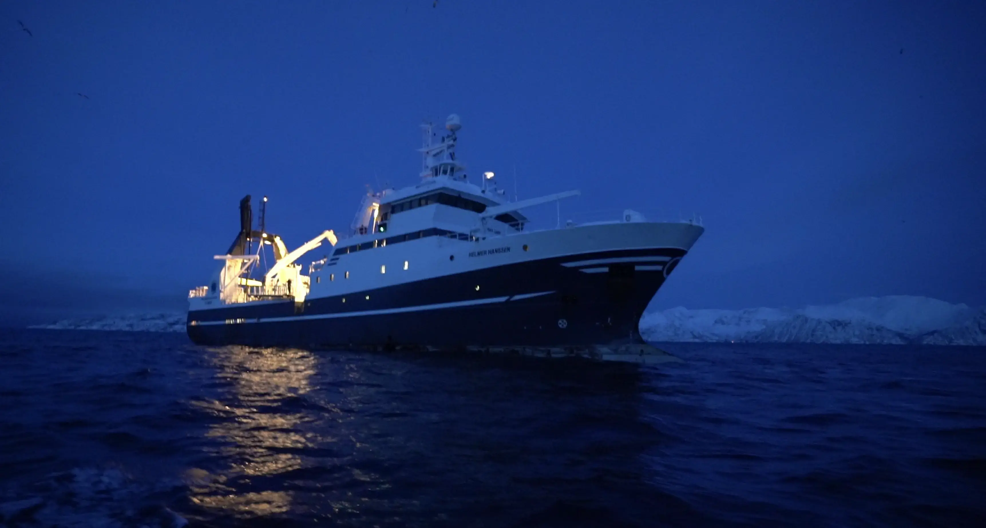 The Helmer Hanssen explored the Polar Night in January 2018. Screenshot from Vox.