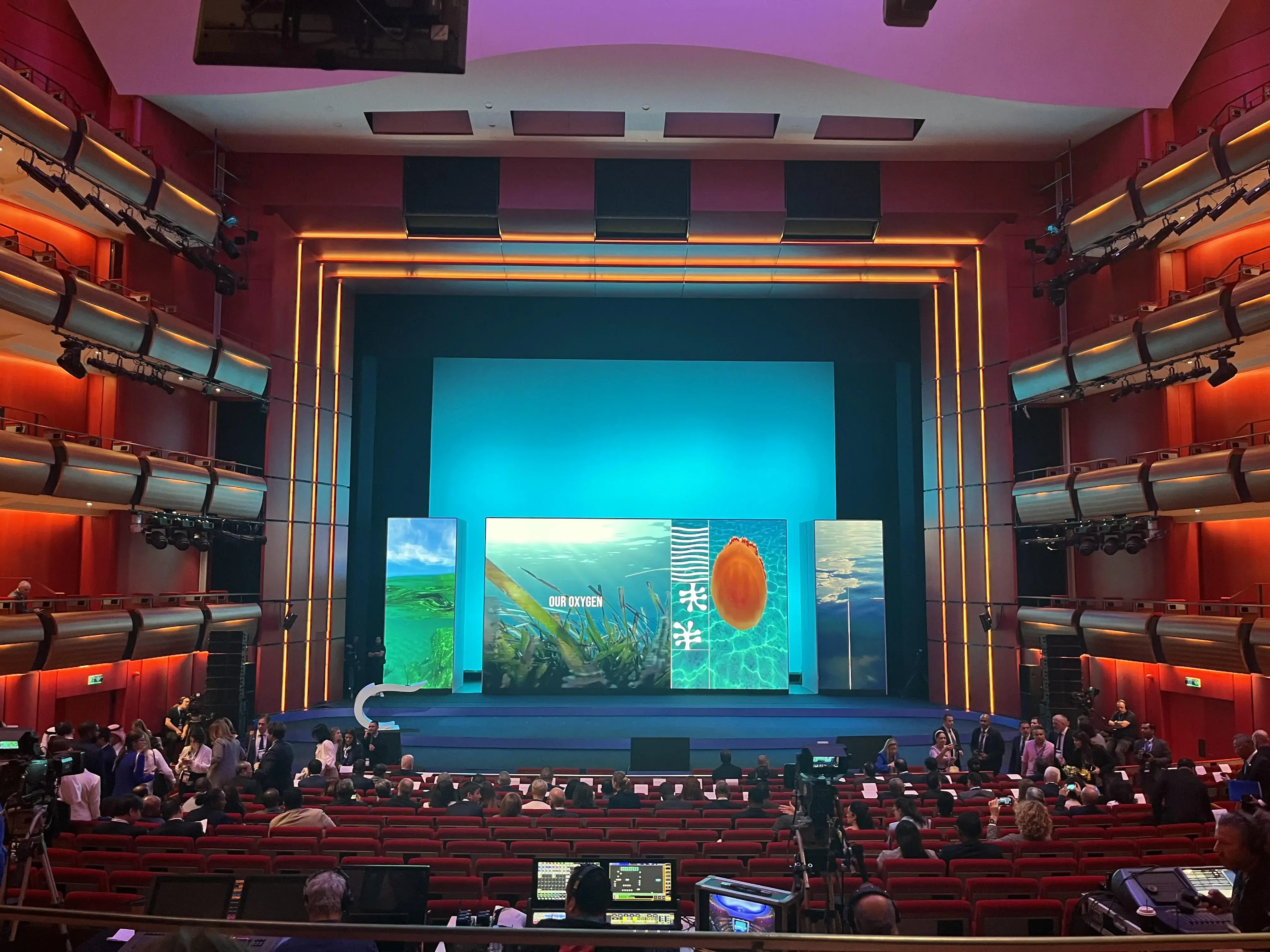 the stage at the conference in Athens