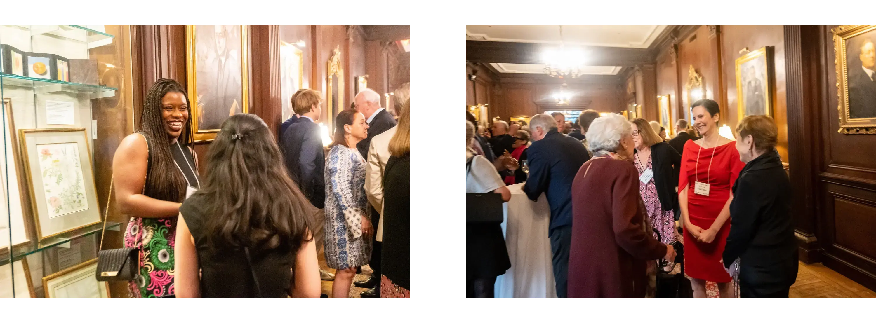 collage of two pictures, one of Donnalie Wilson speaking to other people and another of Lisa Gibbs speaking to board members