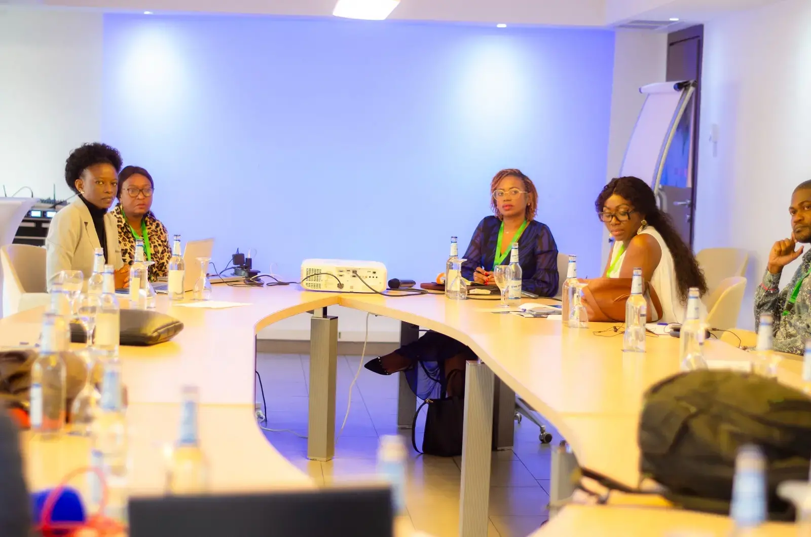 Panelists and attendees at the documentary screening of “At the Heart of Artisanal Timber Exploitation in the Congo Basin," Kinshasa, DRC, June 2024