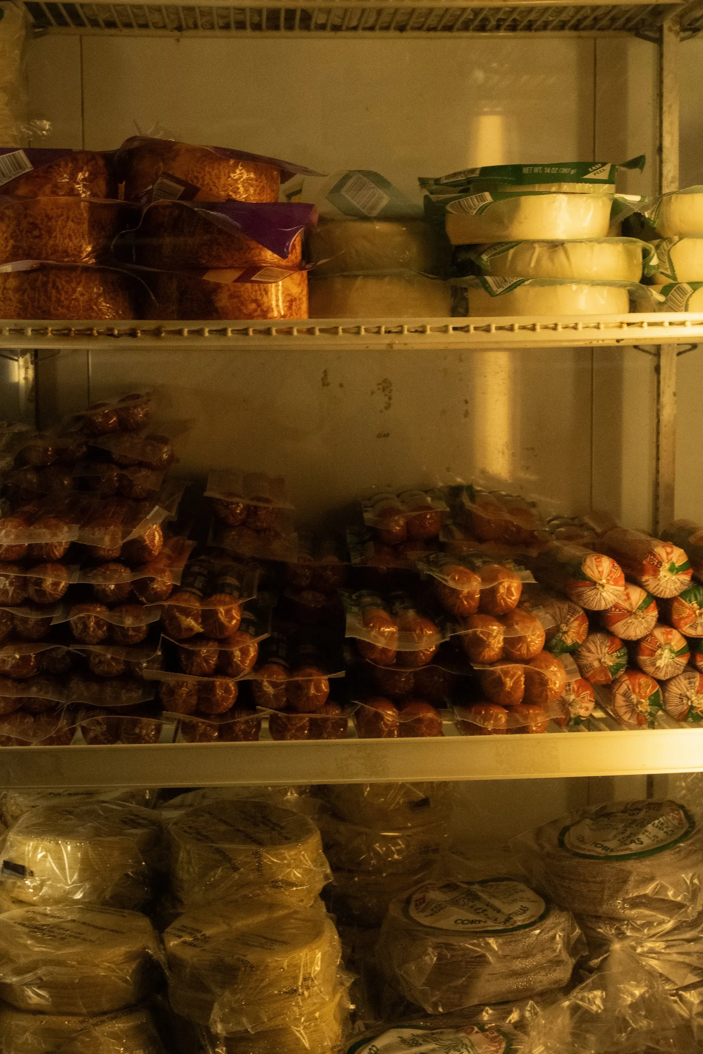 Merchandise in a fridge.