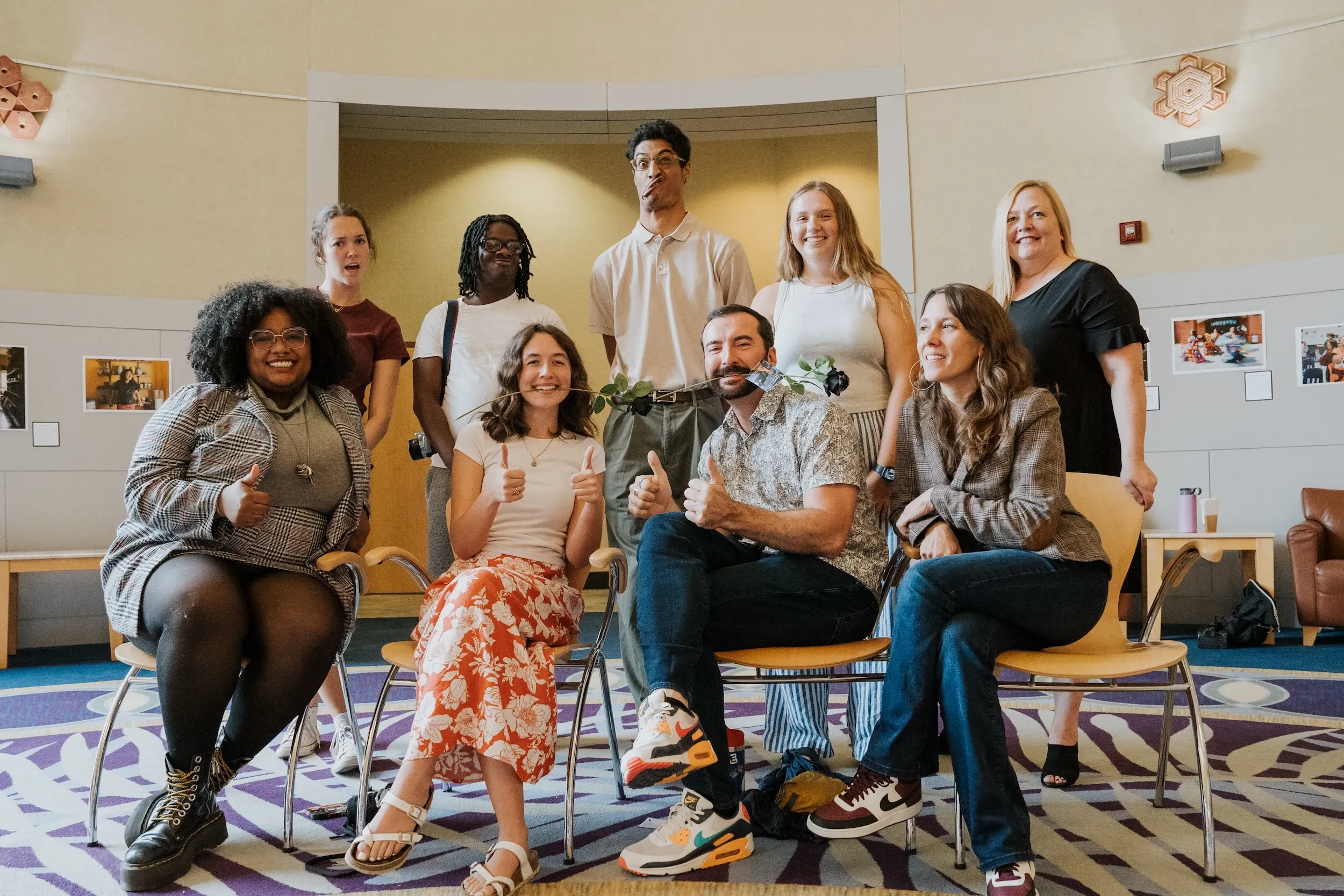 A group of people pose for a photo
