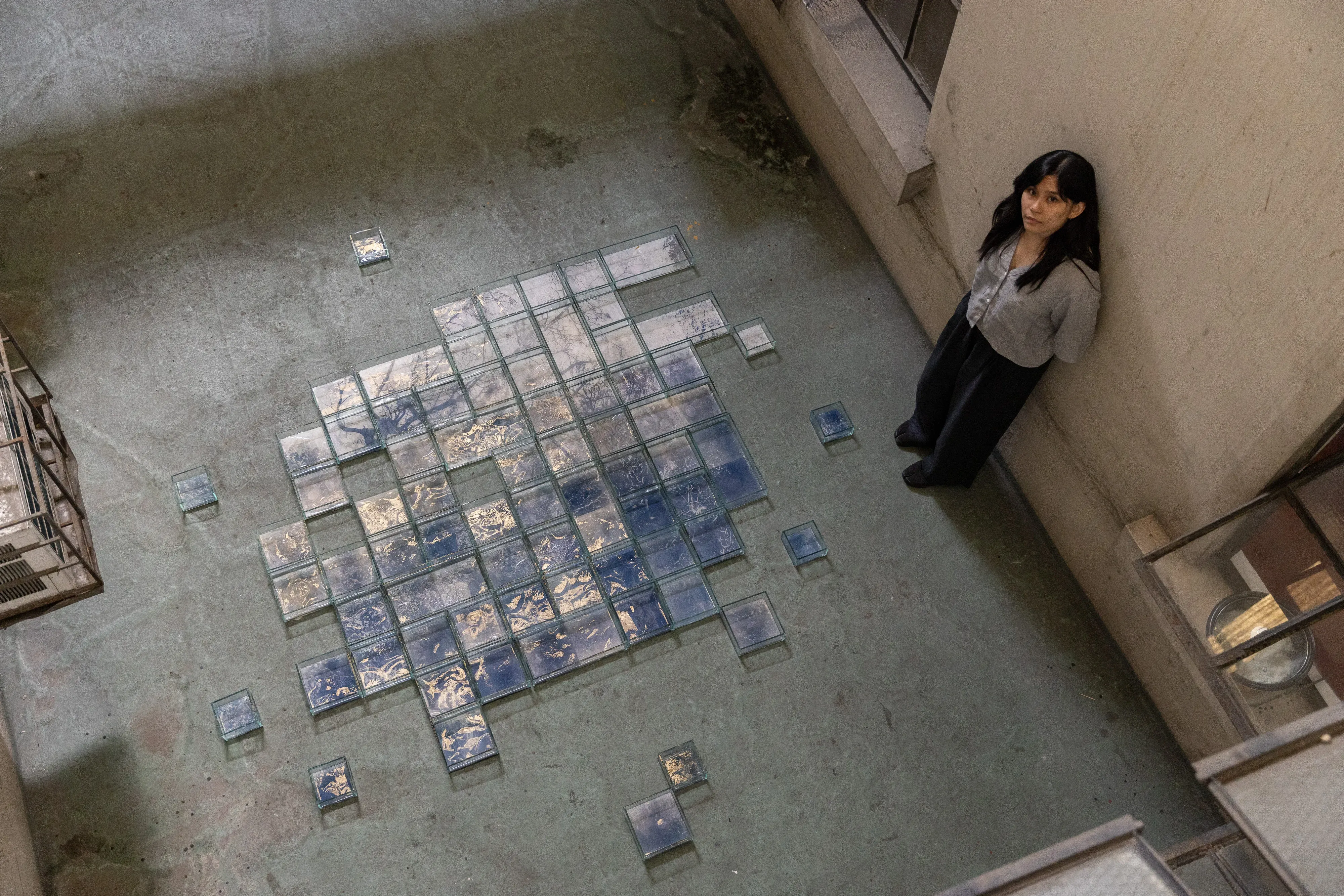 Eunice Sanchez with her artwork