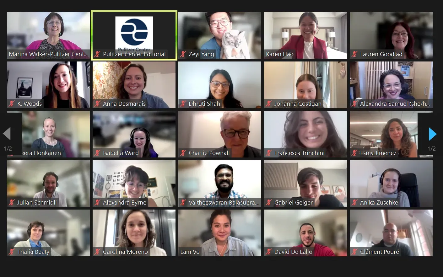 A screenshot from the June 10-12, 2024, Reporting on AI Intensive led by Gabriel Geiger and Karen Hao.