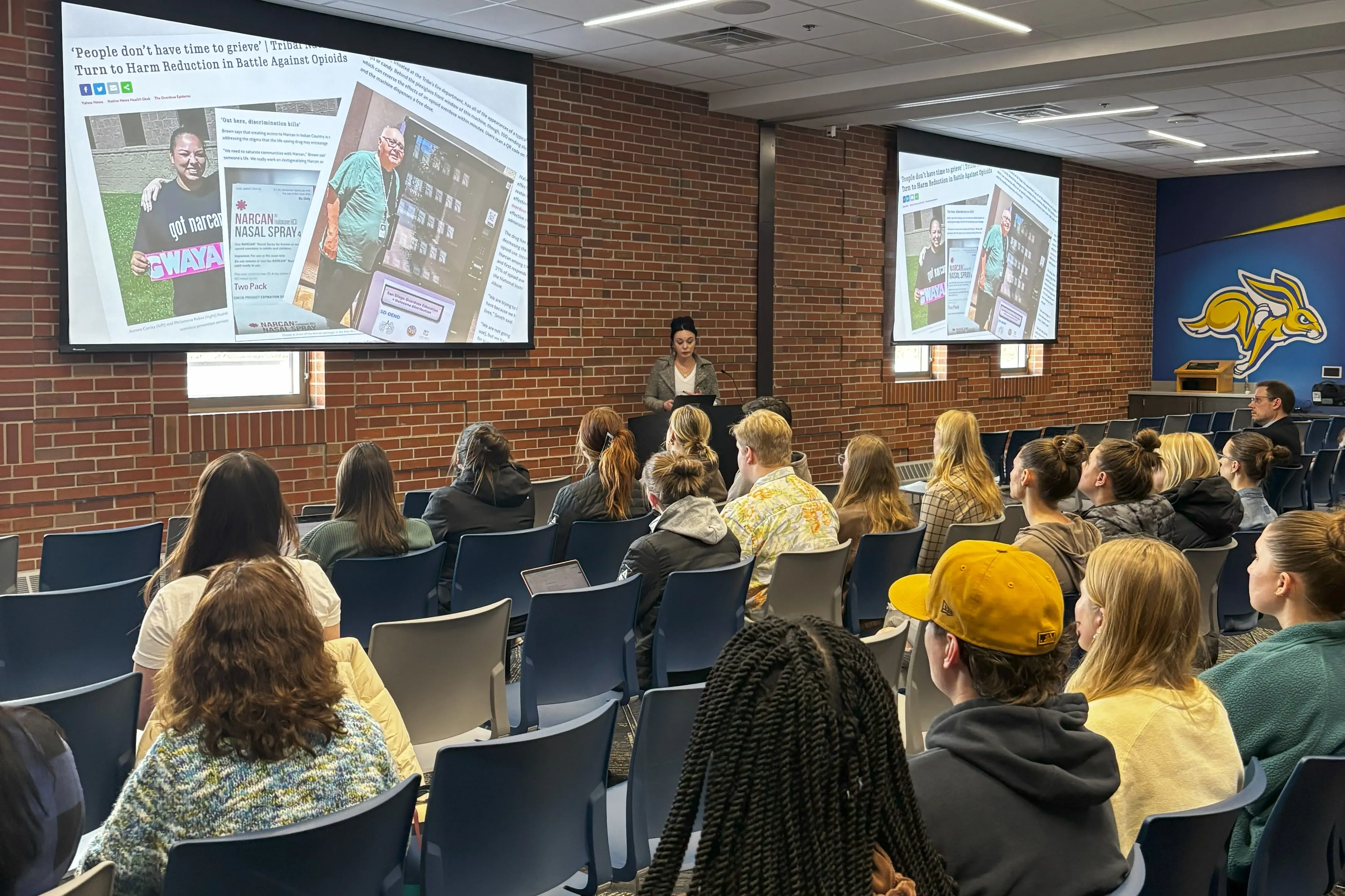 Pulitzer Center grantee Elyse Wild shared her Center-supported project on the opioid crisis in Native American communities with South Dakota State University students, faculty, and staff on April 8.