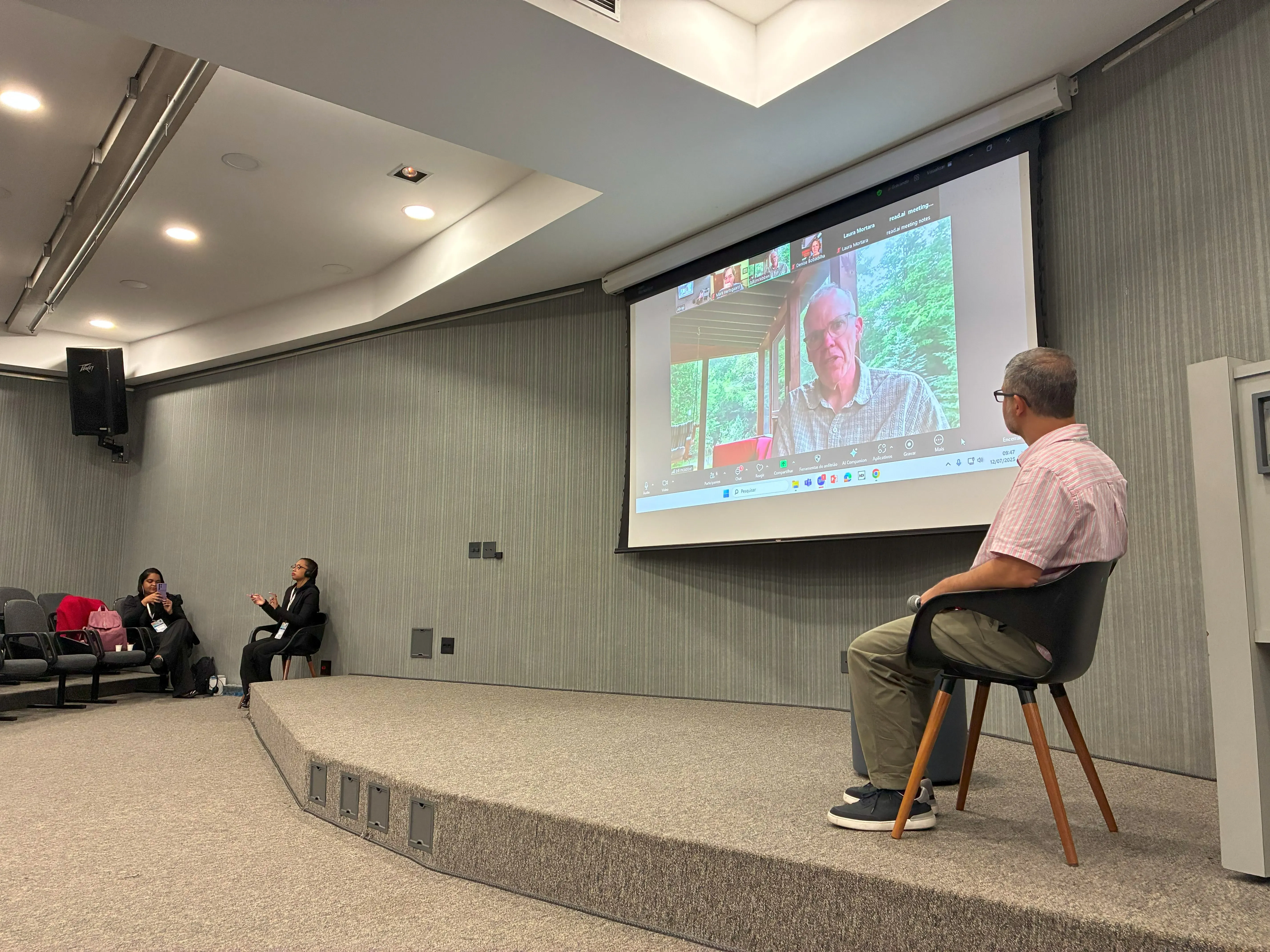 Bill McKibben in a chat with Brazilian journalist Claudio Angelo and one of the founders of Covering Climate Now