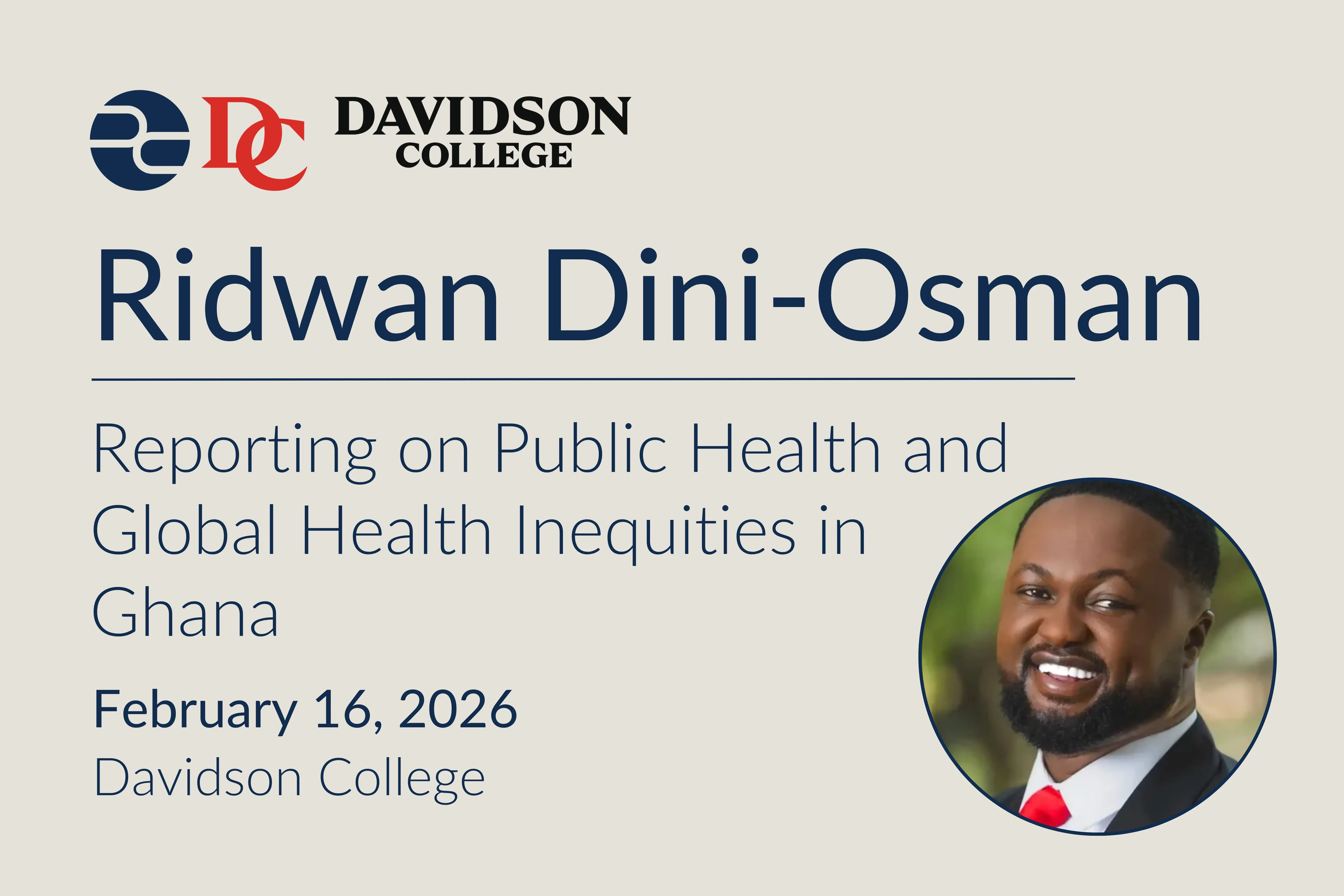Grantee Ridwan Dini-Osman To Visit Davidson College event poster