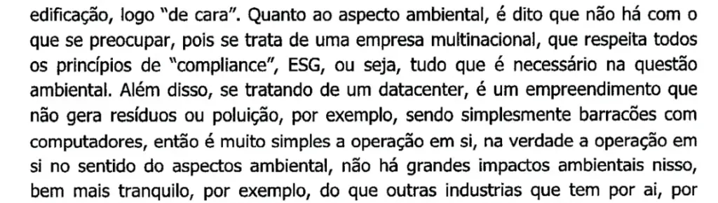 Trecho de ata de reunião do Conselho Municipal de Planejamento e Gestão Territorial Ambiental de Limeira