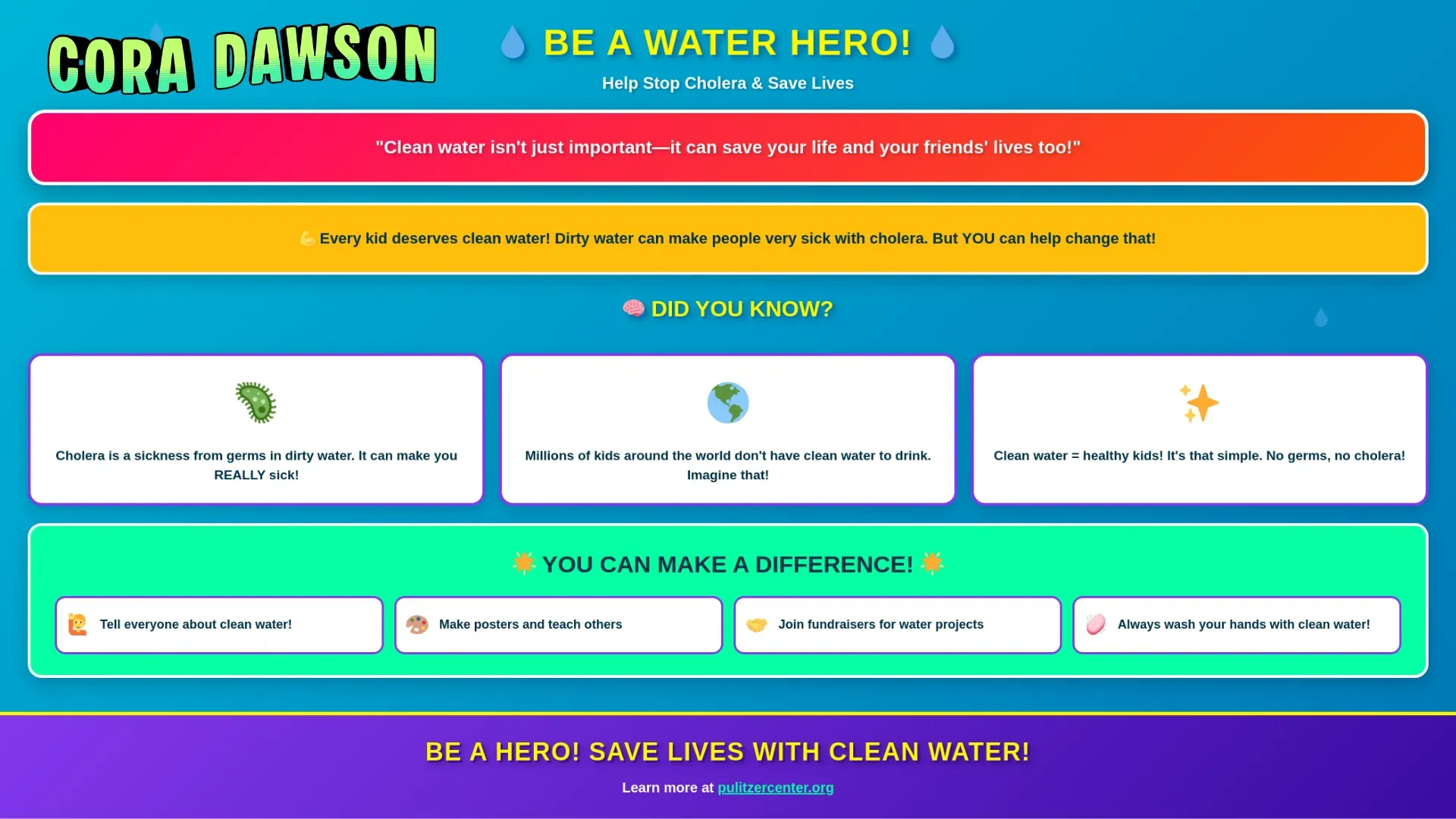 student poster advocating for clean water
