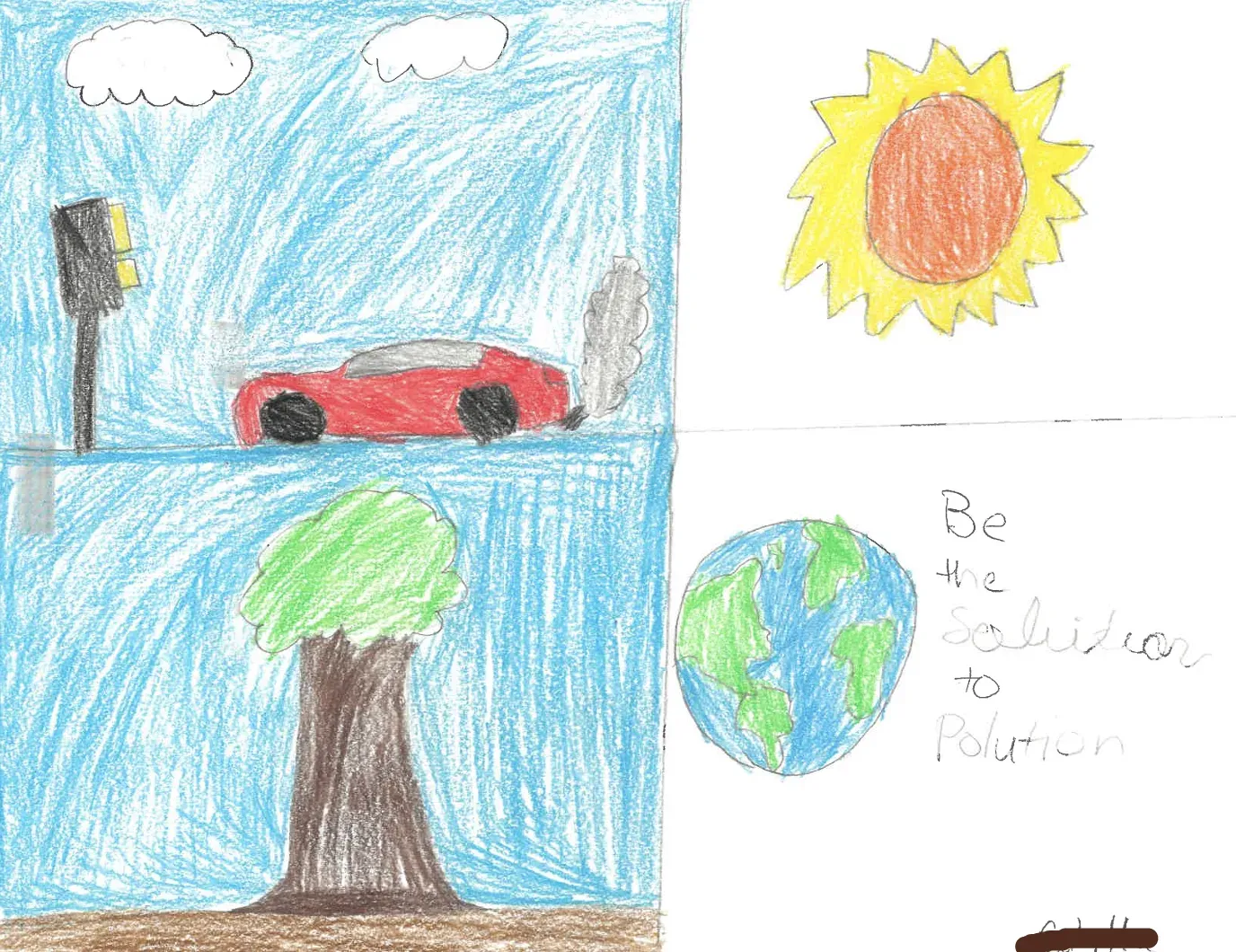 student drawn poster advocating for an end to pollution
