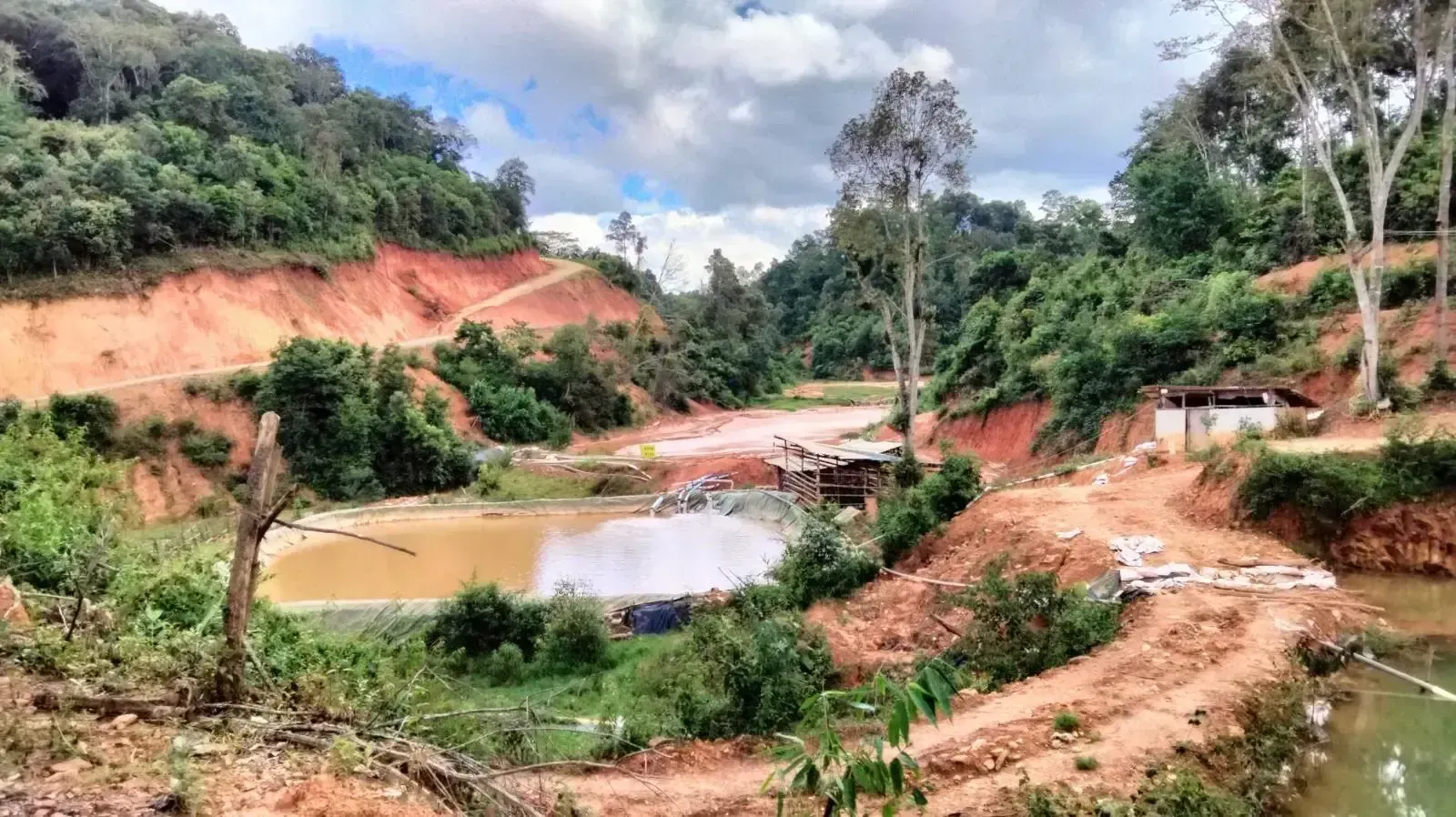 A water collection pool at a rare-earth mining site near Mong Pawk in Myanmar.