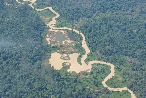 Impact of gold mining near an indigenous community - Photo by Alfredo Himotono Yanomami