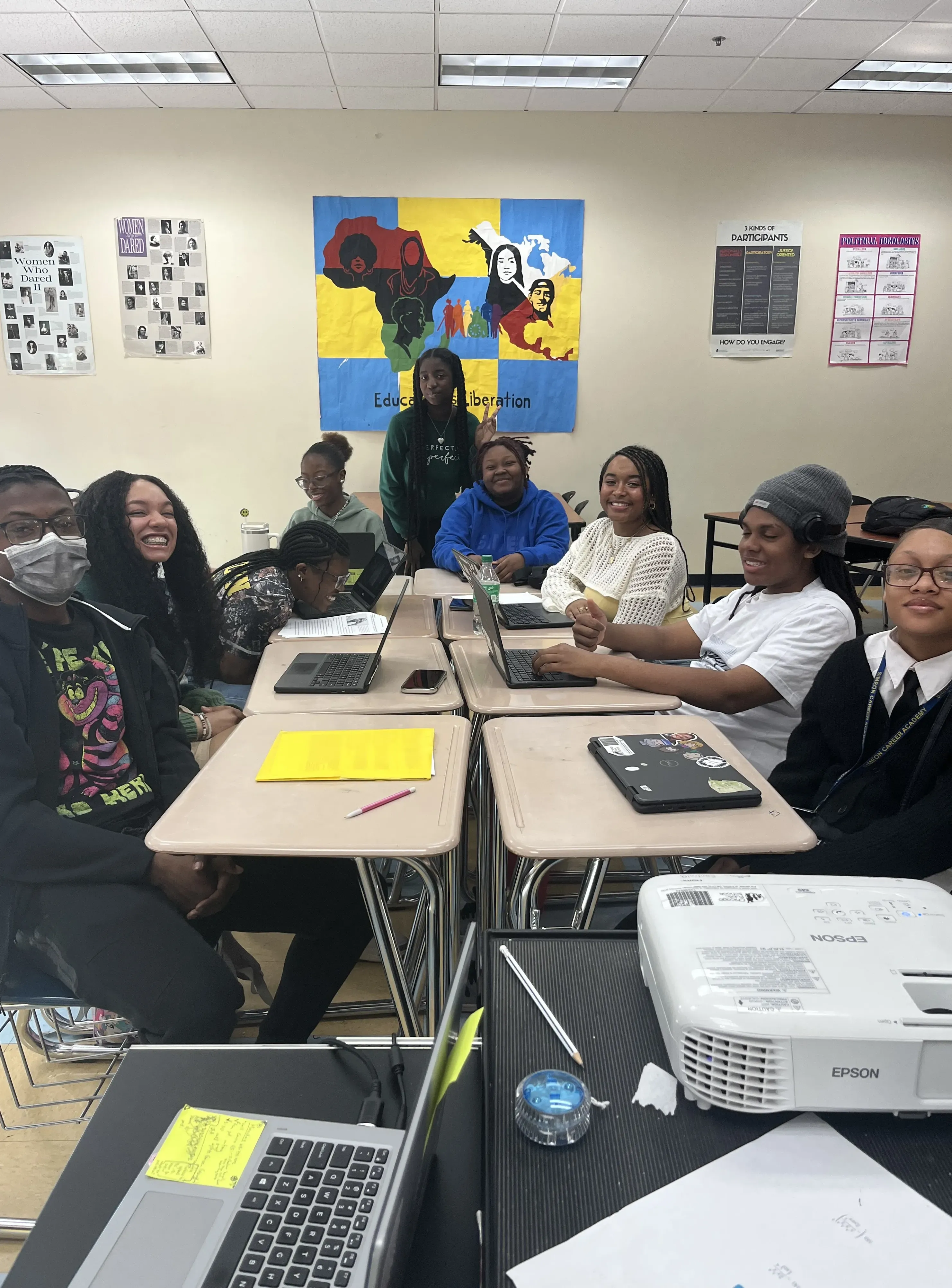 Students in the classroom prepare for virtual journalist visit