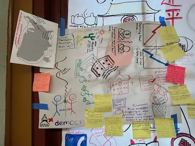 handwritten student poster with sticky notes