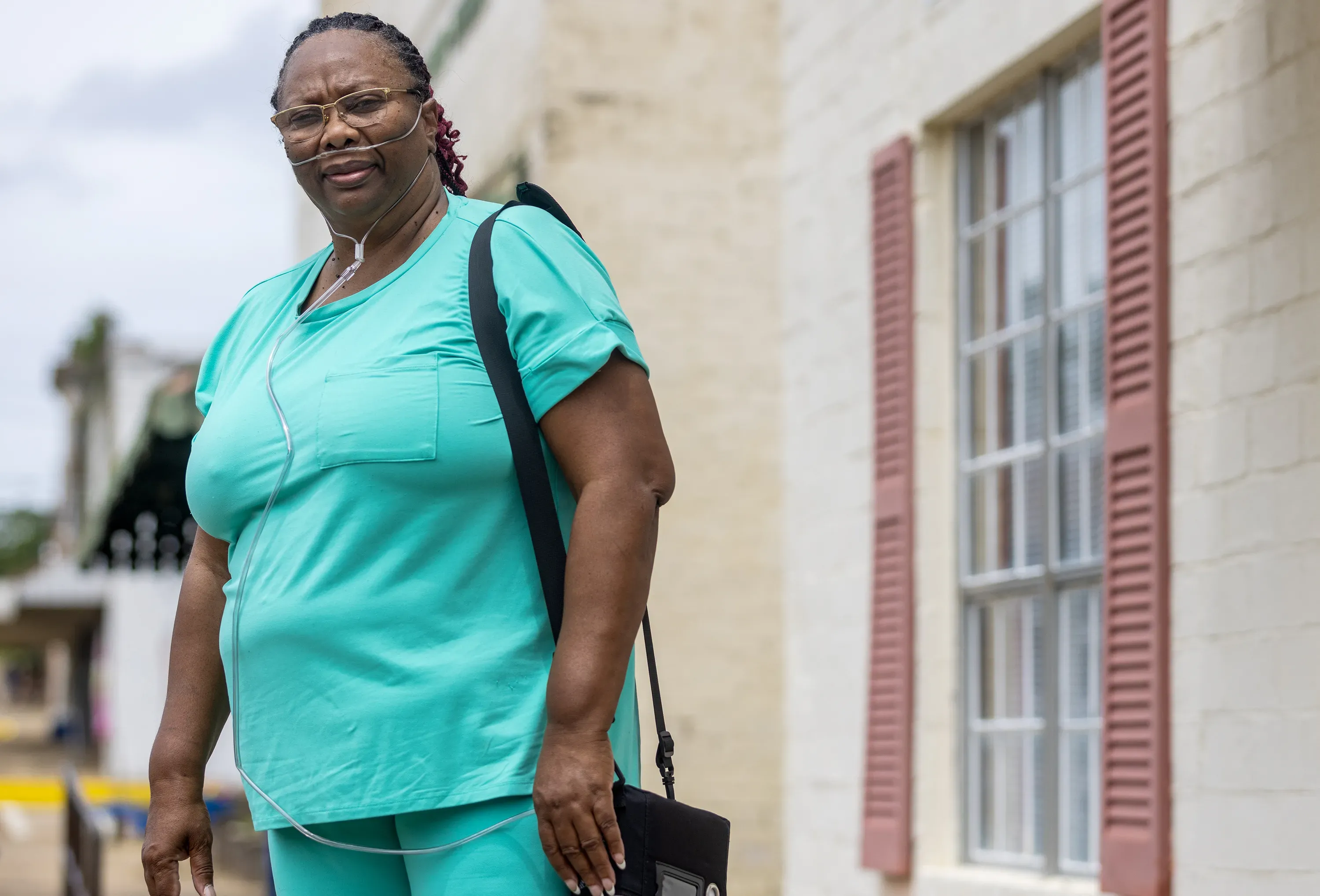 Virigina Weary, 60, had to quit her job because of severe respiratory ailments. She suspects that emissions from Drax's Amite wood pellet plant in Gloster, Mississippi, contributed to her illness. Image by Eric Shelton/Mississippi Today. United States.