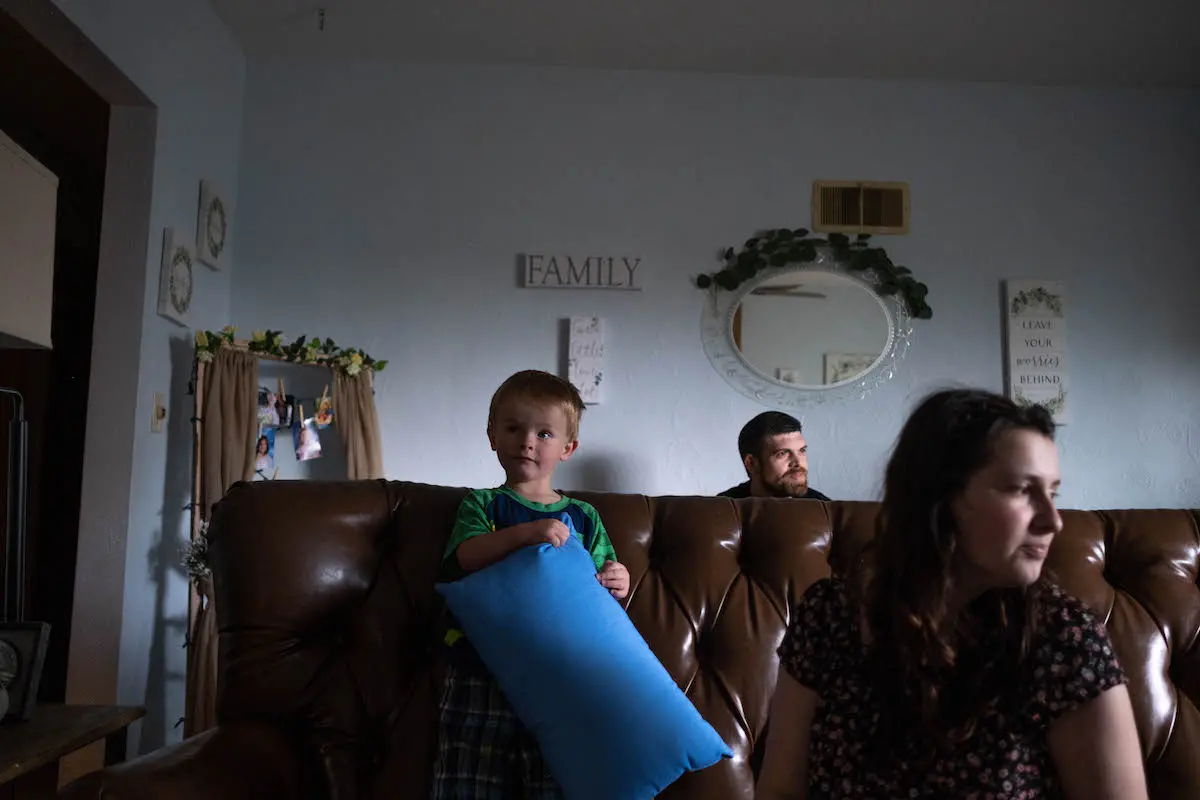 Cheyenne Rodgers, eighteen, sits with her nephew, Aaron.